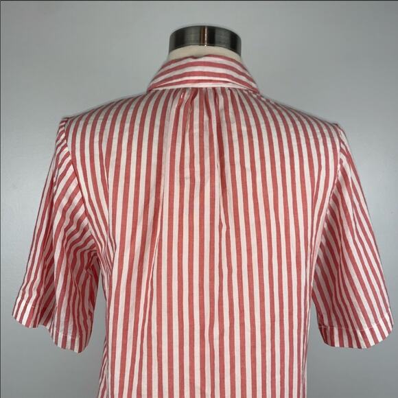 ANTHROPOLOGIE Isabella Sinclair Wellesley Pink White Striped Button Down Blouse - Picture 8 of 8